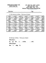 Đề kiểm tra chất lượng môn Tiếng Việt Lớp 1 (Chân trời sáng tạo) - Năm học 2017-2018